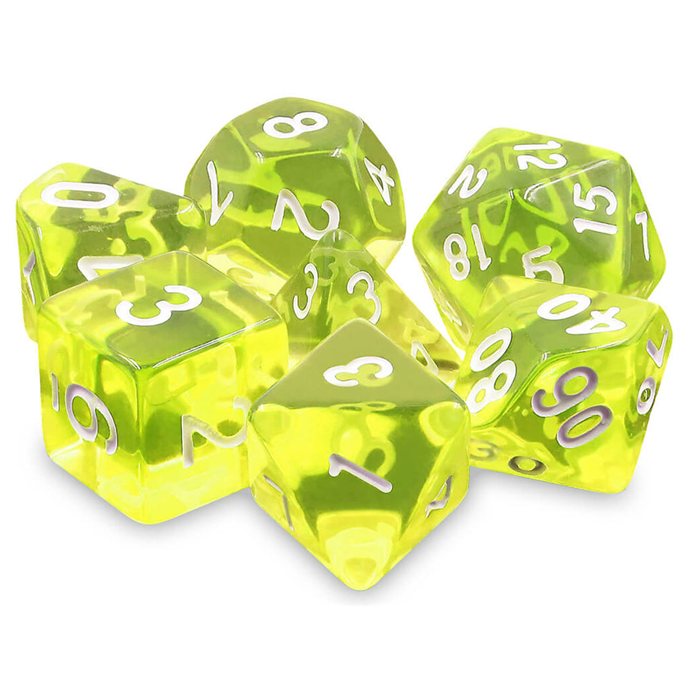 Set de Dés de JDR Transparents Vert