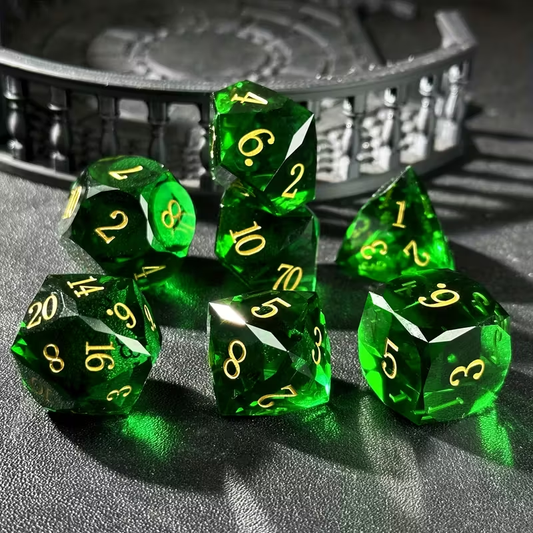 Ensemble de 7 Dés en Résine Prismatique -