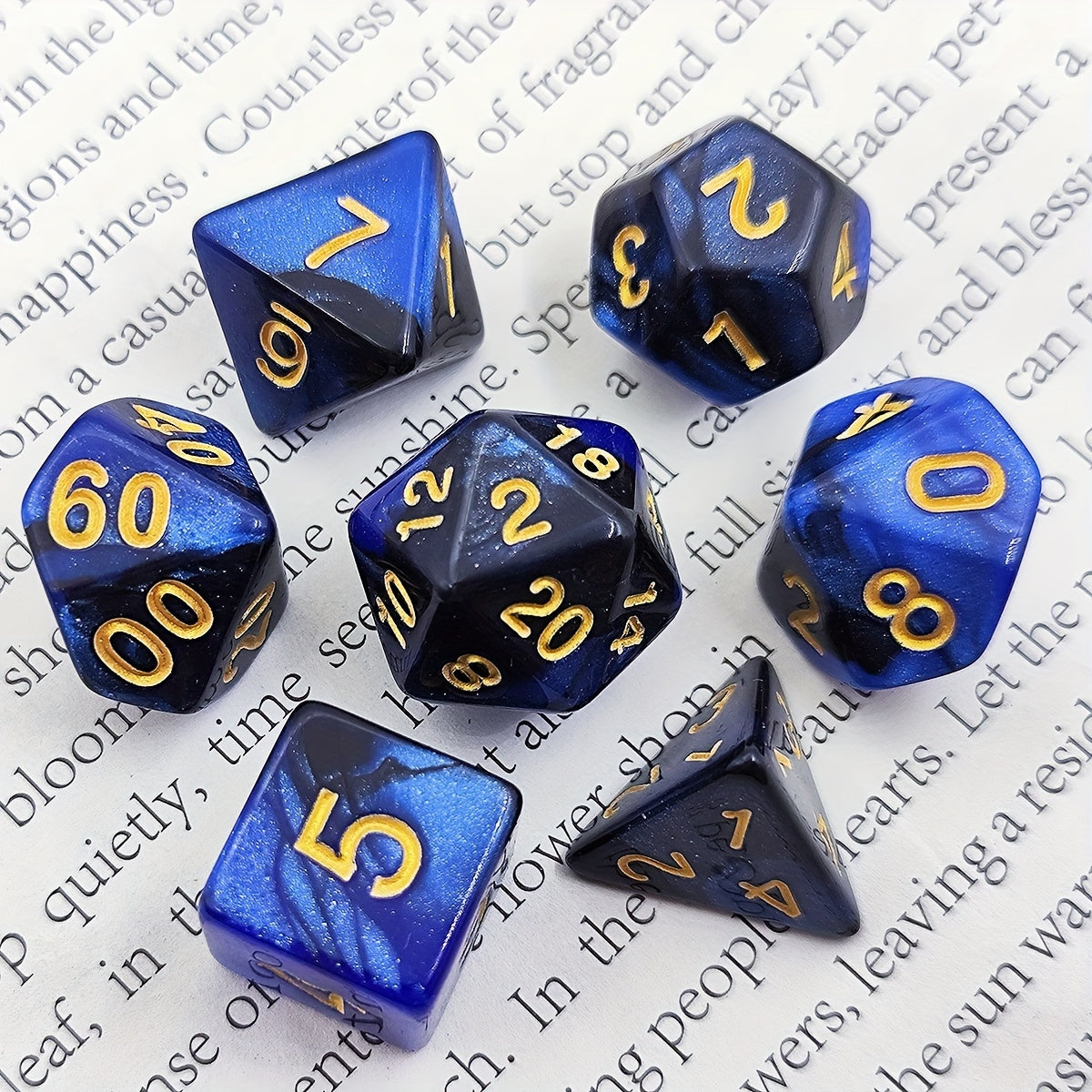 Set de Dés Acryliques Étoilés Bleu