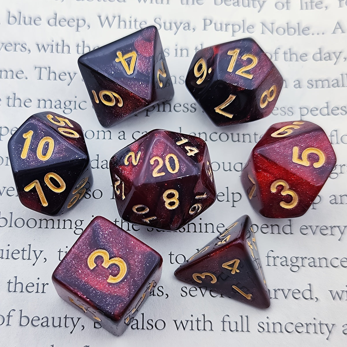 set de des acrylique etoile jdr rouge