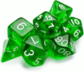 Set de Dés de JDR Transparents Vert 