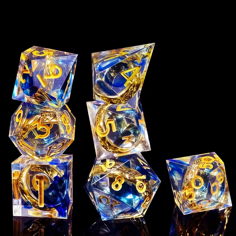 Nouveau set de 7 dés de jeu de dragon et de donjon à 2 tons et multi-facettes Nouveau set de 7 dés de jeu de dragon et de donjon à 2 tons et multi-facettes