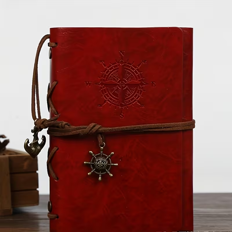 Journal de Pirate Vintage - Boussole Nautique & Carte du Trésor avec Reliure Spirale