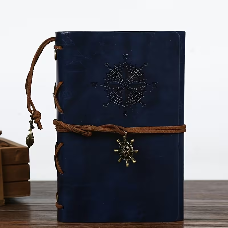Journal de Pirate Vintage - Boussole Nautique & Carte du Trésor avec Reliure Spirale