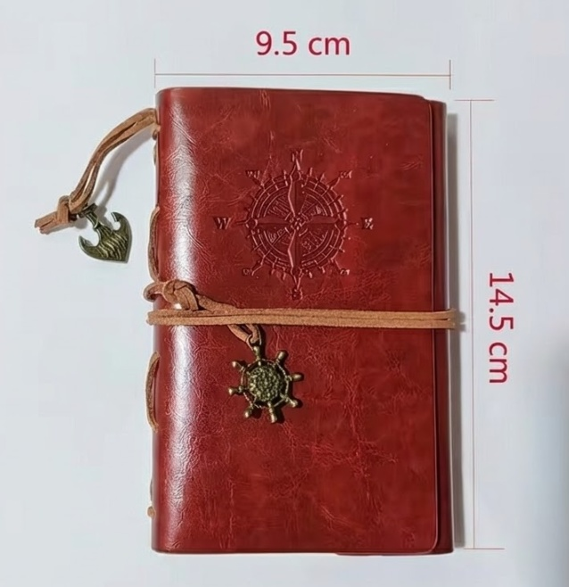 Journal de Pirate Vintage - Boussole Nautique & Carte du Trésor avec Reliure Spirale