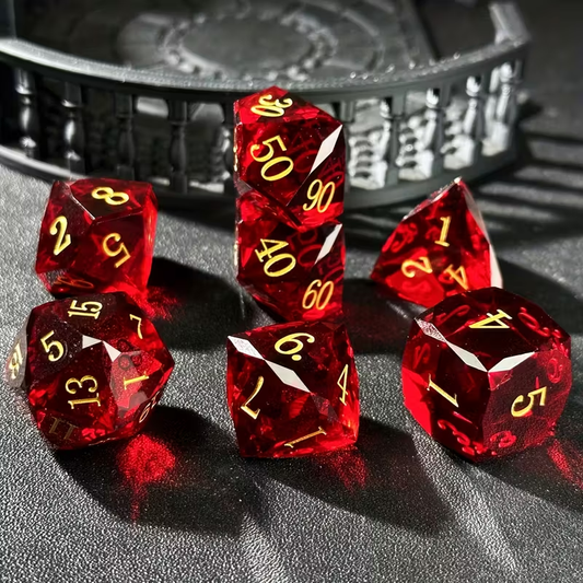 Ensemble de 7 Dés en Résine Prismatique -