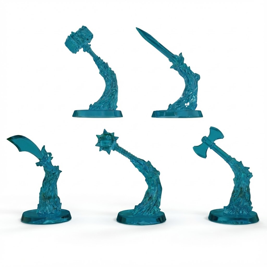 Set de 5 Miniatures d'Armes Mythiques - Figurines D&D en Résine Translucide