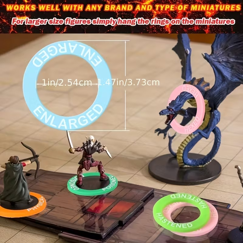 96 Anneaux Marqueurs de Statut RPG - 24 Effets pour D&D avec Boîte de Rangement