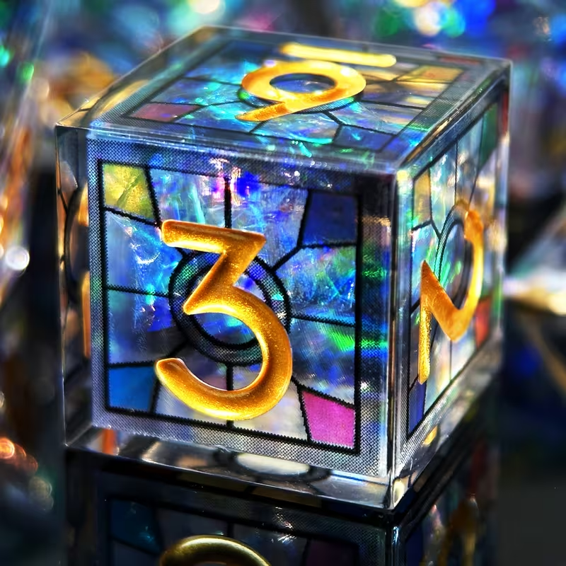 Ensemble de 7 Dés en Résine Double Couche avec Effet Dégradé - Set Polyédrique D&D