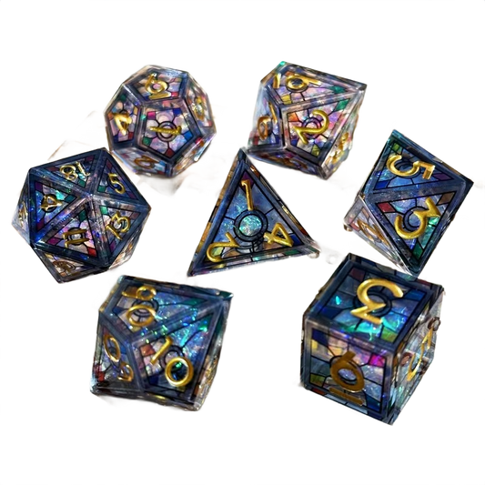 Ensemble de 7 Dés en Résine Double Couche avec Effet Dégradé - Set Polyédrique D&D