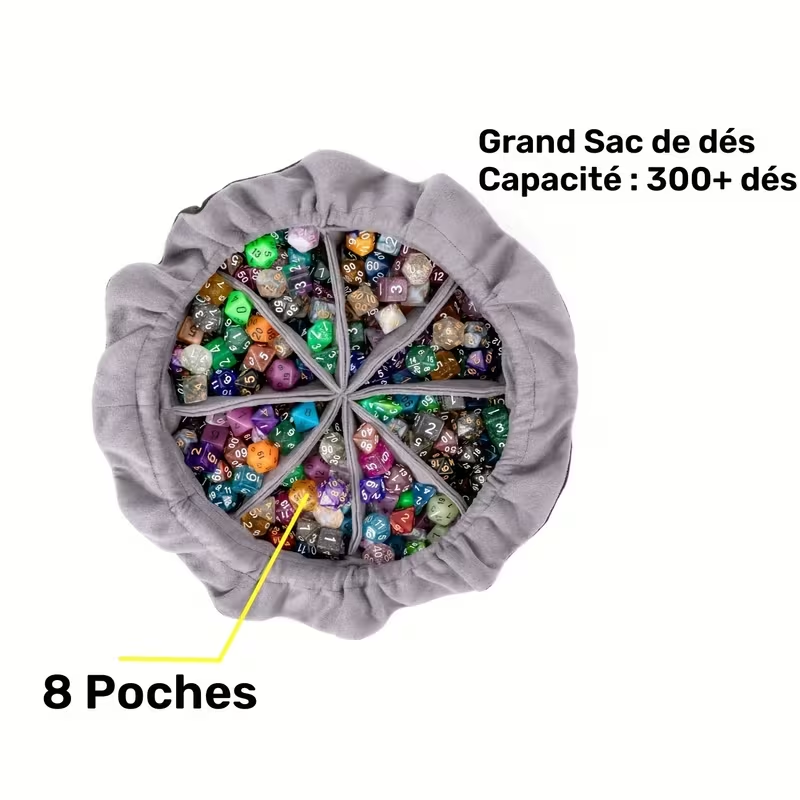 Grand Sac à Cordon avec Poches pour Dés - Rangement XXL pour Dés