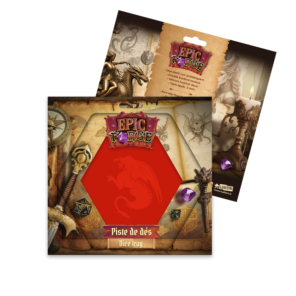 Piste de dés Red Dragon - Cuir et Velours (19x19cm) - Le Donjon de la Guilde