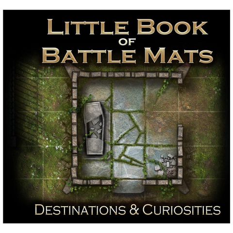 Couverture du livre de Battle Mats avec illustration de ruines et végétation, destiné aux jeux de rôle, format compact, SKU: 12345