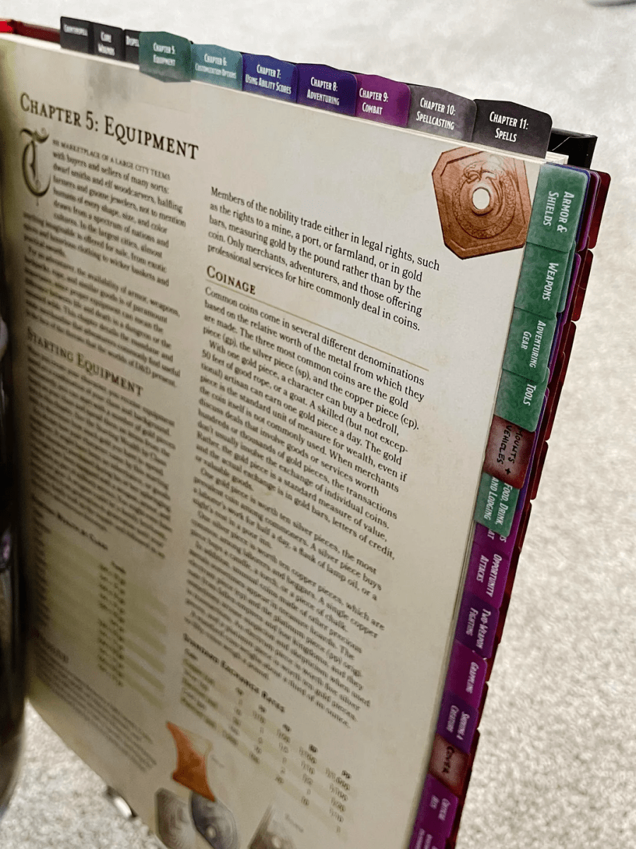 Marque Pages pour Manuel D&D 5ème édition - D&D Book Tabs (Anglais) - Le Donjon de la Guilde
