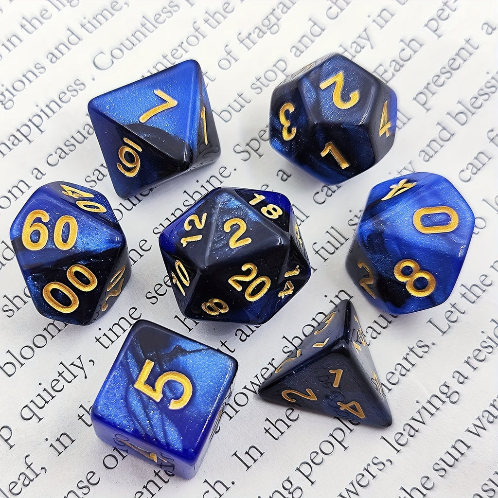 Set de Dés Acryliques Étoilés Bleu