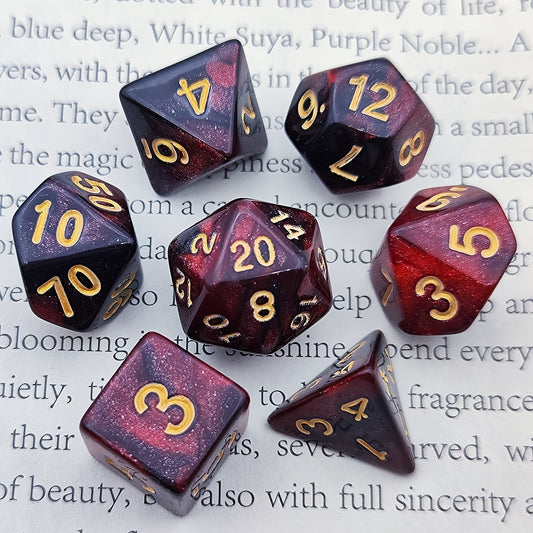set de des acrylique etoile jdr rouge